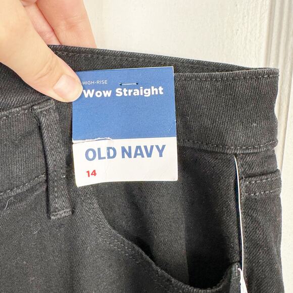 Old Navy High Rise WOW Straight Jeans Stretch 29.5” Inseam NEW Size 14 R Black - Picture 5 of 12